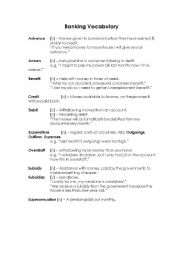 English Worksheet: Banking Vocabulary