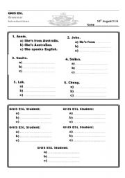 English Worksheet: practicing introductions
