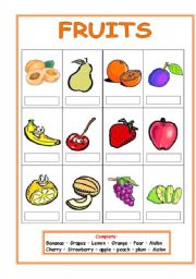 English Worksheet: Fruits (3 pages)