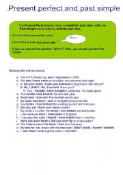 English worksheet: Present perfect and past simple