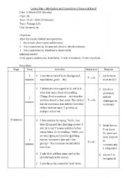 English Worksheet: Lesson Plan - Connectives of Reason and Result