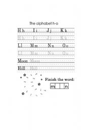 English worksheet: The alphabet h-o