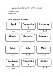 English Worksheet: months of the year