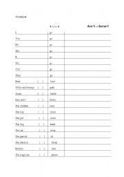 English worksheet: third person - s , pronouns, dont - doesnt