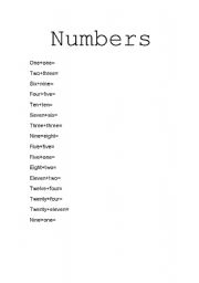 English worksheet: numbers