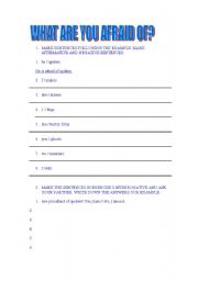 English worksheet: What are you afraid of ? 