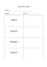 English worksheet: A READING CARD FOR YOUR CHILDREN LIBRARY