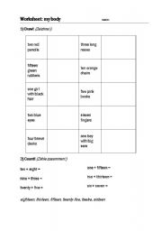 English worksheet: body