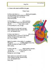 English Worksheet: Penny Lane