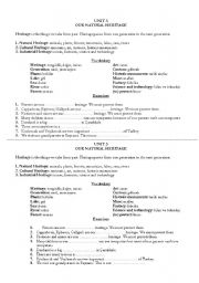 English worksheet: heritage