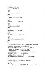 English worksheet: to be and subject pronouns