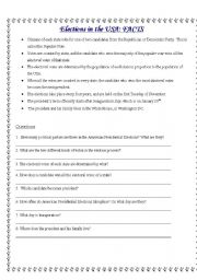 English worksheet: Elections in the USA: Part 1
