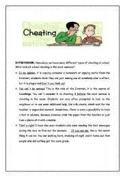 English Worksheet: Cheating at school