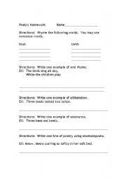 English Worksheet: Poetry Review