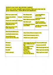 English worksheet: USEFULL EXPRESSIONS WITH CARDS