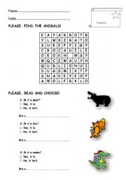 English worksheet: Animals