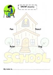 English worksheet: School material