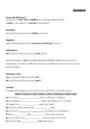 English Worksheet: Grammar Future with will