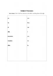 English Worksheet: Subject Pronouns Matching for Spanish Speakers