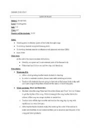 English Worksheet: body parts lesson plan