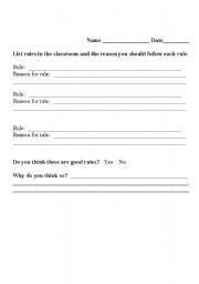 English worksheet: Government: Classroom Laws