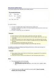 English worksheet: Present Perfect - Explanation and Exercises