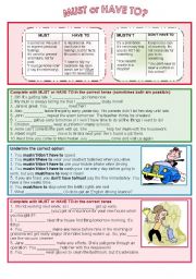 MUST OR HAVE TO - ESL worksheet by felizapenas