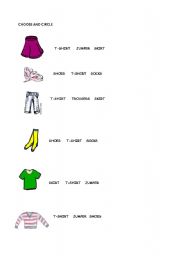English worksheet: clothes multiple choice