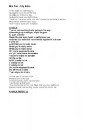 English worksheet: Lily Allen - Not Fair Song