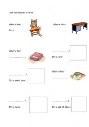 English Worksheet: look and answer singular