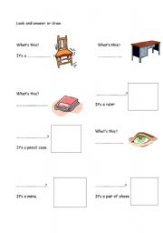 English worksheet: look and answer singular