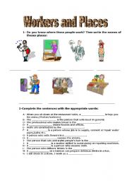 English worksheet: workers and places
