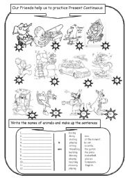 English Worksheet: Present Continiuous with friends