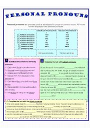 English Worksheet: PERSONAL PRONOUNS