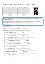 English Worksheet: Possessive Prounouns and Adjectives and Whose