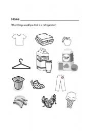 English Worksheet: Things You Find in the Refrigerator 