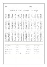 English Worksheet: Sweets wordsearch