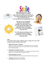 English Worksheet: Smile - Understanding Figurative Language & Metaphors