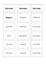English Worksheet: irregular verbs game (groups of 5)