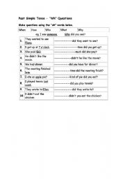 English worksheet: Past tense 