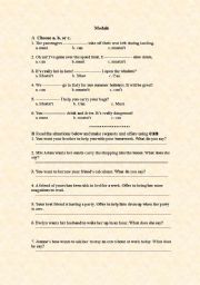 English Worksheet: Modals