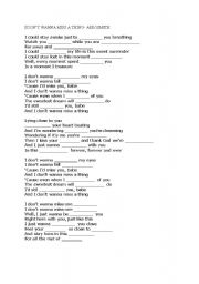 English Worksheet: Aerosmith- I Dont Wanna Miss A Thing