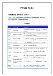 English Worksheet: phrasal verbs