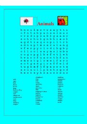 English Worksheet: Animal wordsearch