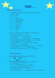 English Worksheet: Time - Prepositions of time and Time expressions