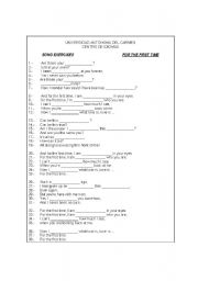 English worksheet: For the first time    lyrics