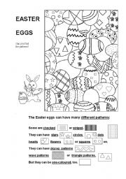 English Worksheet: Easter Eggs - Can you find the patterns?