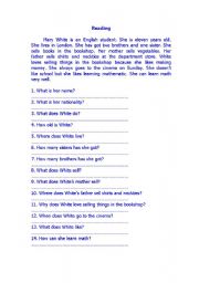 English Worksheet: Reading for Young Kids