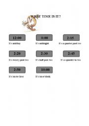 English worksheet: WHAT TIME IS IT?