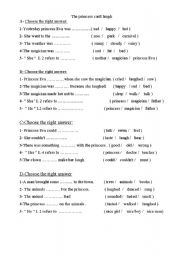 English worksheet: about a story of the princess